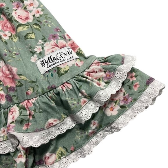 Bella & Omi 8Y Pink & Green Floral Twirl Dress - Picture 4 of 5